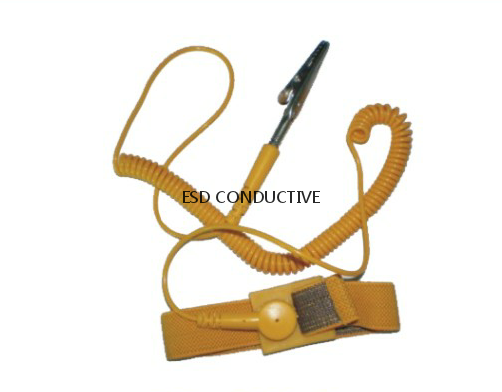 E-013-3 Yellow  PU Coiled Cord Silver Yarn Wrist Strap